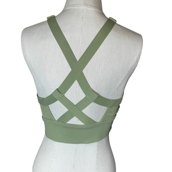 Athleta green sports bra crisscross strappy back size small  thick straps - Picture 3 of 7